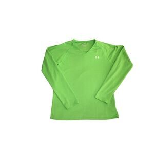 Under Armor Womens Size Small LooseV Long Sleeve Neck T-Shirt (Green)
